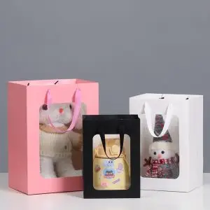 Portable & Elegant Clear Window Flower Gift Bag with Handle