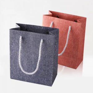 Linen Texture Paper Bags with Rope Handles