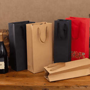 Wholesale paper wine gift bags manufactured by professional packaging factory