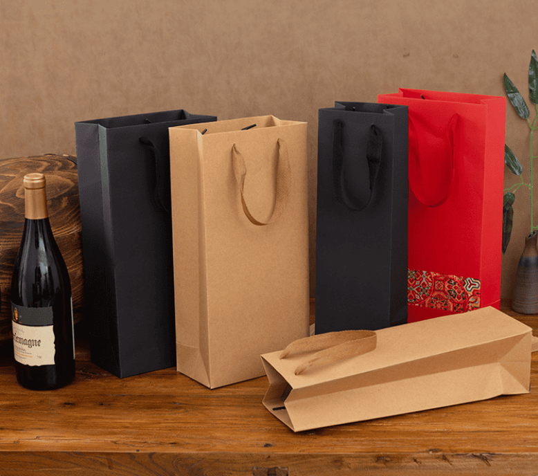 Wholesale paper wine gift bags manufactured by professional packaging factory