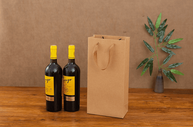 Custom Printed Paper Wine Bags with Handles for Wine Bottles & Gift Packaging - Image 3